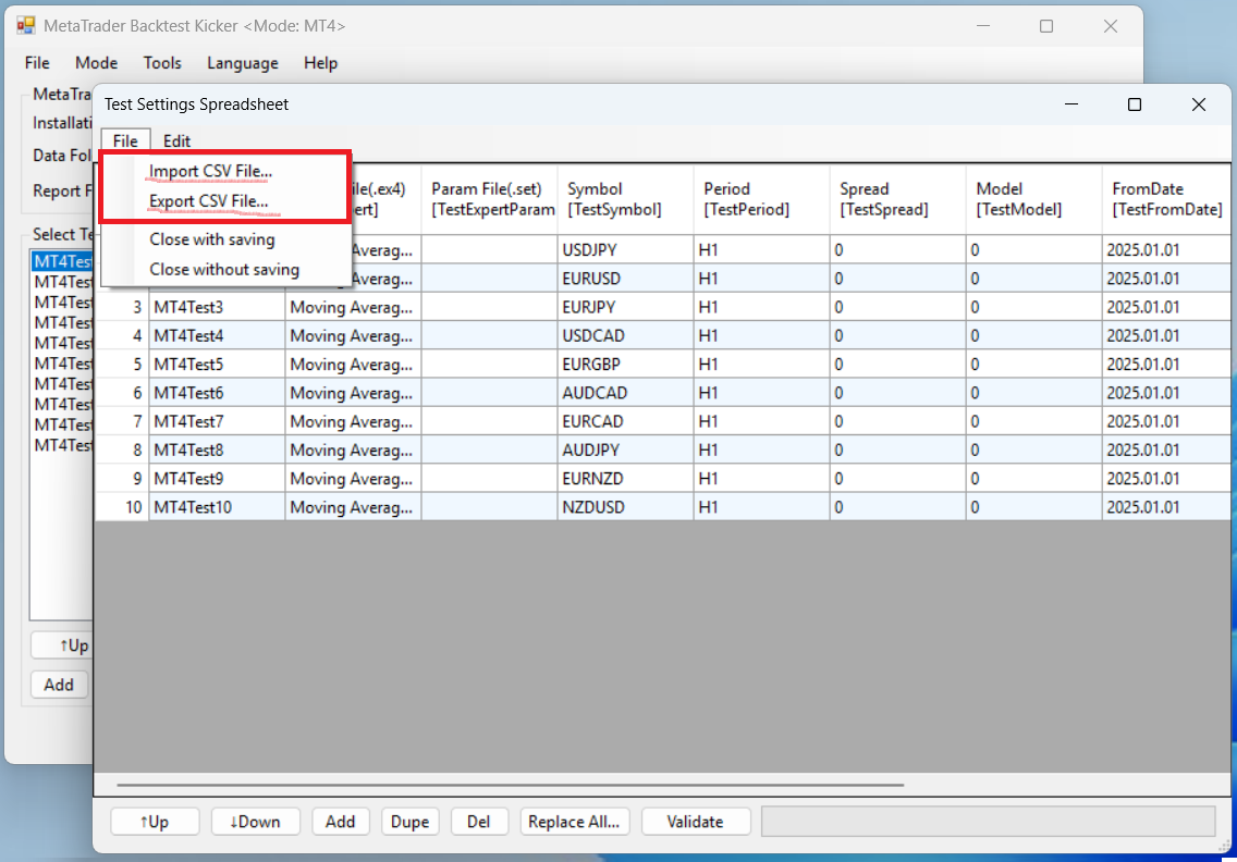 Features: Import/Export CSV File